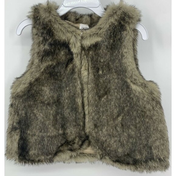 Carters Faux Fur Vest Size 5T 5 Girls Brown Lined Jacket Sleeveless New B67 - Picture 1 of 8